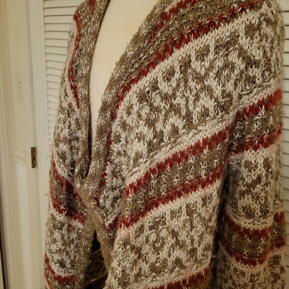 J. Jill Abstract Stripe Alpaca Wool Blend Open Cardigan Multicolor Womens Size M - Picture 4 of 10